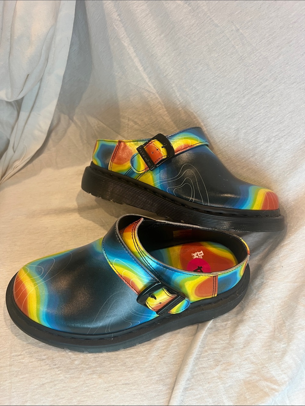 Rainbow Clog Shoes - Vibrant Multi Color Dr Martens women's size 5
